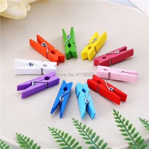 1000pcs Mini Spring Clips Clothespins 35mm Colorful Wooden Craft Pegs For Hanging Clothes Paper Photo Message Cards