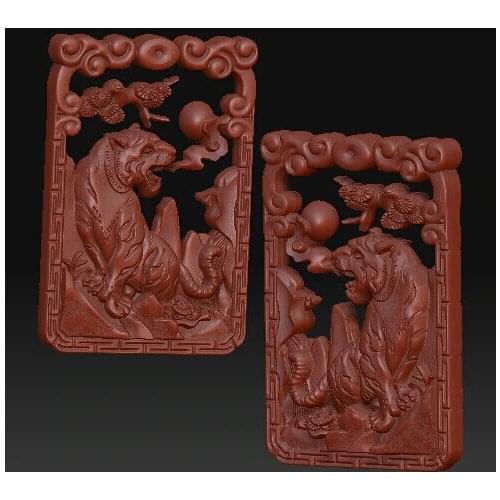 3D model relief for cnc in STL file format Two-sided Tiger