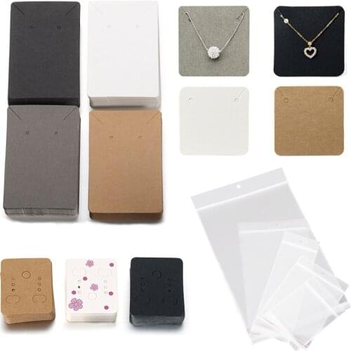 50pcs/lot Paper Display Cards Plastic Packing Bags DIY Earrings Necklaces Storage Accessories for Jewelry Boxed Cardboard