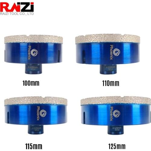 Raizi 1pc M14 Dia 100/110/115/125mm Vacuum Brazed Diamond Drill Core Bit Drilling Bit For Granite Marble Ceramic Hole Saw