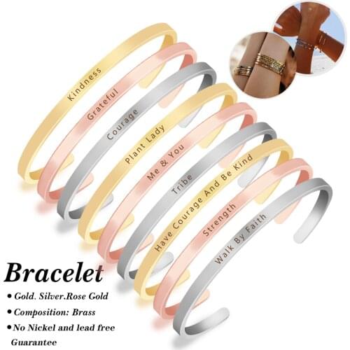 Courage Engraved Inspirational Positive Quote Bangles Cuff Bracelet Bangles daily life accessories men women creative gift