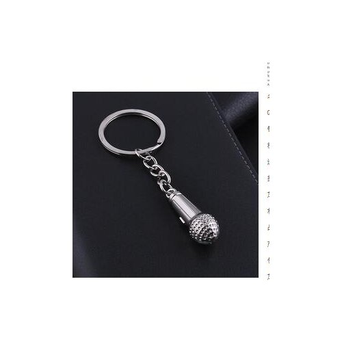 100pcs/lot fedex fast 3d microphone mike keychain alloy metal unisex key ring lovely mini key chain 34cm