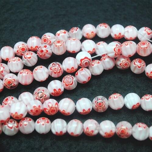 48pcs glass beads single flowers size 8mm round ball for matching beads womens bracelets making diy jewelry findings top sell