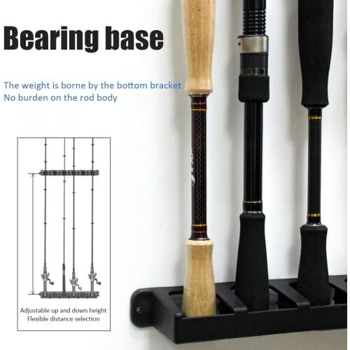 Fishing Rods Display Rack 6-rod Rack Booms Fishing Pole Holder Tackle Wall Fishing Rod Storage Stand Supporting Fixed Frame