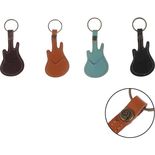 PU Leather Key Chain Guitar Picks Holder Keychain Plectrums Bag Case Supplies