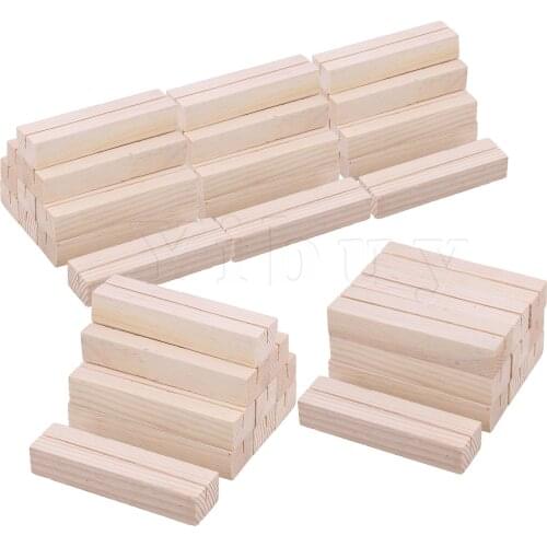 Natural Pine Wood Business Card Stand for Office Wooden Color Set of 50