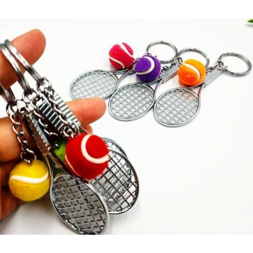2Pcs Sports Fan Mini Tennis Keychain Pendant Bag Keyring DIY Crafts Accessories