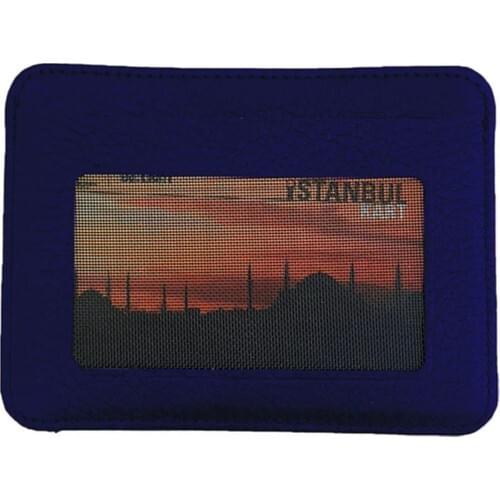 Leather Navy Blue Card Wallet Wallet