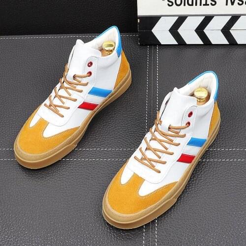 New Luxury Designer Autumn High Top Fashion Lace Up Casual Outdoor Men Sneakers Non Slip Trend Vulcanize Shoes S3