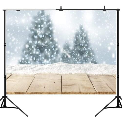Lyavshi photography backdrop Christmas Wooden floor tree bokeh snow background photocall portrait shooting printed