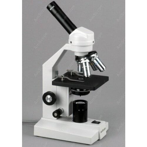Monocular Microscope -AmScope Supplies 40X-2500X Advanced Student Microscope + USB Camera, 100 Prepared Slides & Book