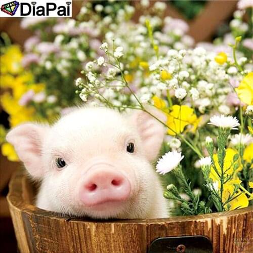 DiaPai 100% Full Square/Round Drill 5D DIY Diamond Painting "Animal pig" Diamond Embroidery Cross Stitch 3D Decor A18898