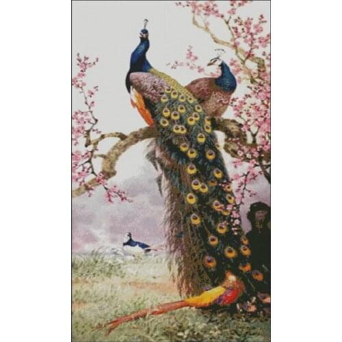 Beautiful Peacock Animal Top Quality Embroidery Needlework 14CT Unprinted Cross Stitch Kits DIY Art Handmade Home Decor