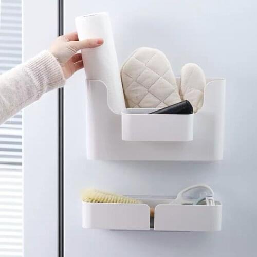 Wall Mounted Storage Box Kitchen Cabinet Storage Fridge Bathroom Organizer Remote Control Holder Makeup Sundries Plastic Box