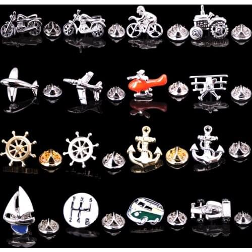 Novelty Aircraft modeling Brooch Racing boat anchor Lapel-pin Fashion ktie pin Mens jewelry accessorie wholesale free shipping