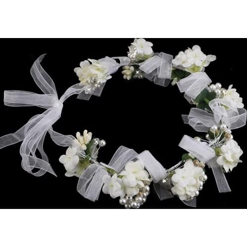 Romantic Elegant Pearl Flowers Women Headband Hairbands Garland Wedding Hair Accessories For Bridal Head Band Headpiece SL