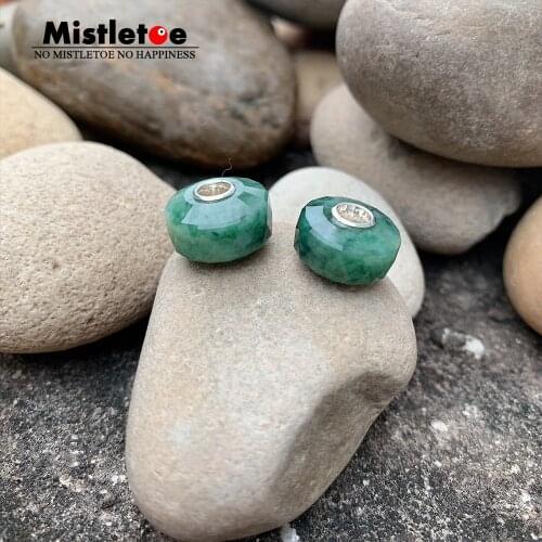 Mistletoe 925 Sterling Silver Faceted Fine Natural Nephrite Jade Stone Bead Jewelry