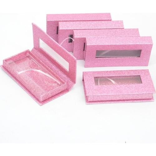 Wholesale False Eyelash Packaging Glitter Purple Box Lash Boxes Customize Mink Lashes Package Storage Magnetic Makeup Case Bulk