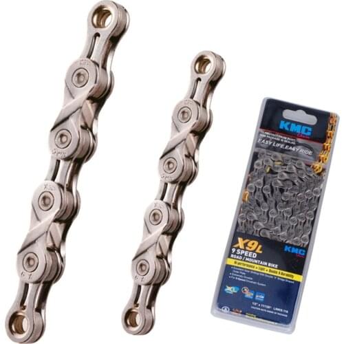 Original KMC X9L 9 Speed Chain Silver for Trekking 116 Links Light Nickel Plated Bicycle KMC 9S Chain + Missing Link