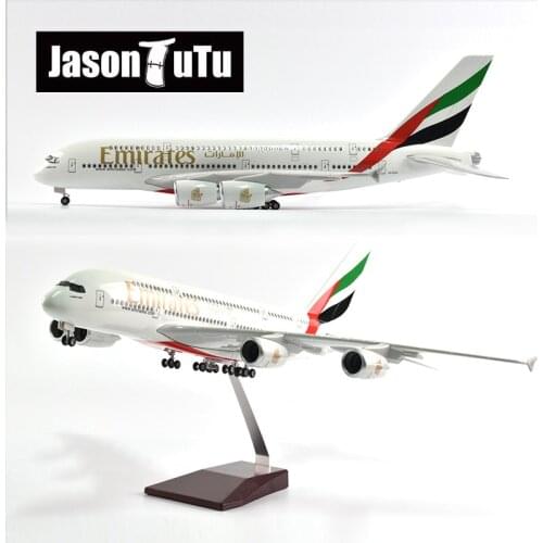 JASON TUTU 46cm United Arab Emirates Airbus A380 Aircraft Airplane Model 1/160 Scale Diecast Resin Light and Wheel Plane Gift
