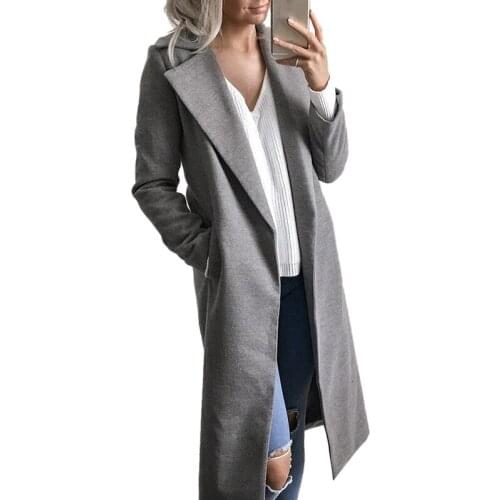 Winter Wool Coat for Women Warm Long Trench Coat Blends Cardigans Coat Open Stitch Manteau Femme