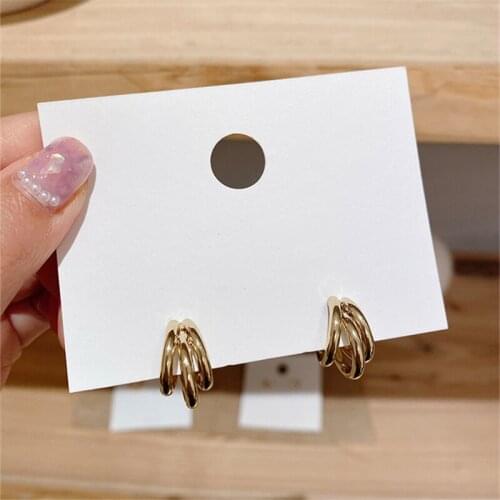 Permih Golden Vintage Round Stud Earrings Korean Geometry Metal Gold Earrings For Women Fashion Personality Chic Earrings