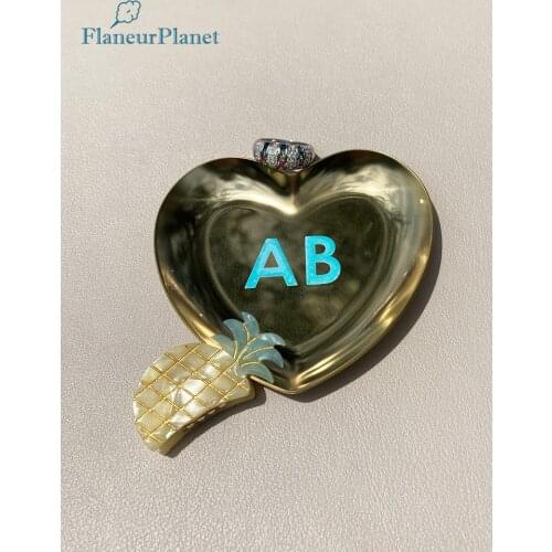 FlaneurPlanet Initials Heart Shape Ring Trinket Dish Cute Jewelry Tray Bridal Shower Bridal Party Gifts for Bridesmaids
