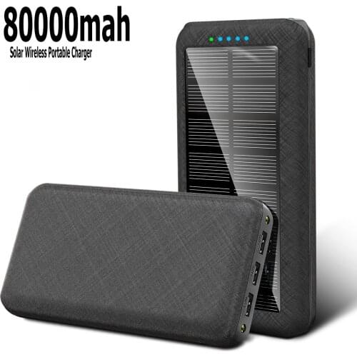 Mobile Power 80000mAh Solar Wireless Portable Charger Fast Charger High Light LED 3USB PoverBank For Xiaomi Samsung Iphone