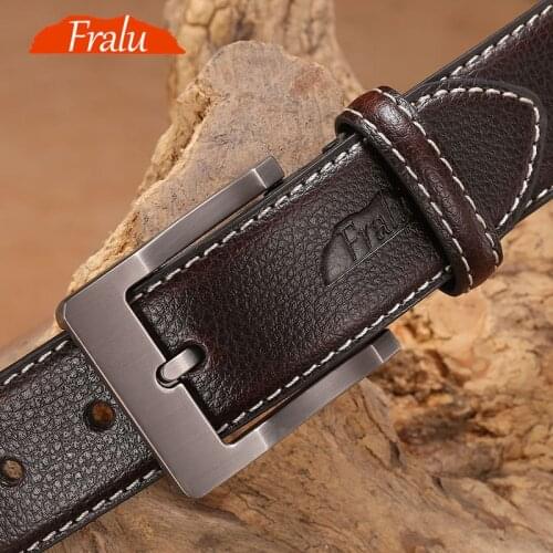FRALU cow genuine leather luxury strap male belts for men new fashion classice vintage pin buckle men belt High Quality