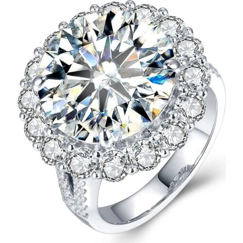 Luxury 5ct Solitaire Side Stones Moissanites Ring 4 Prong Setting 14k White Gold Lab Grown Diamond Ring For Women Ladys