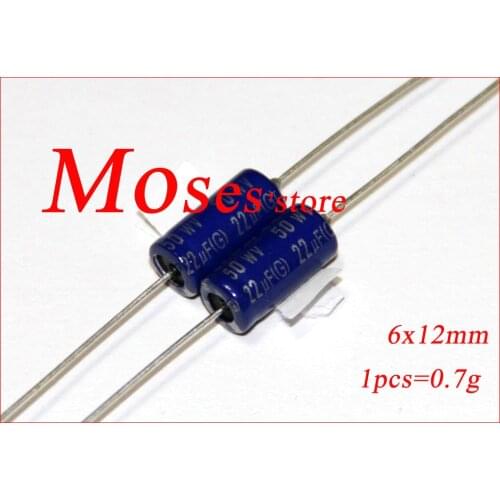 50v 22uf ELUM Original New Axial Audio Electrolytic Capacitor Capacitance 6x12mm +/- 20