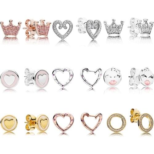 100% S925 Sterling Silver Genuine SHINE FOREVER EARRING STUDS Sweet Statements Rose Bright Heart Hoops Edition Spring Bird