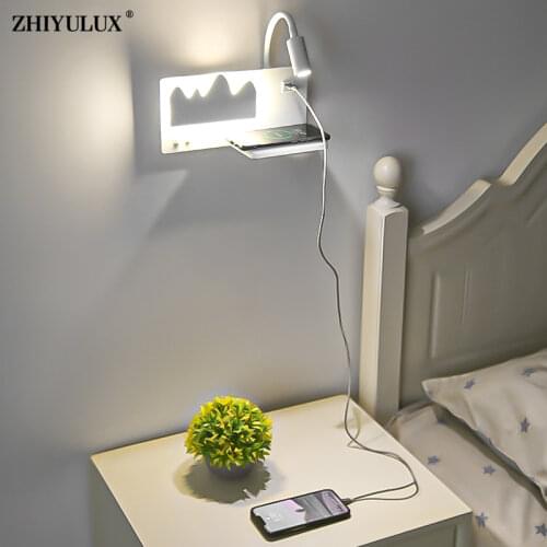 Modern LED USB Wall Lights Round Square lamps For Living Study Room Bedroom Bedside Aisle with shelf Luminarie Indoor Lighting