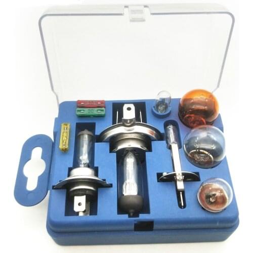 Universal Car Emergency Light Bulb 10pc Spare Fuse Replacement Kit H4 H7 H1 Set