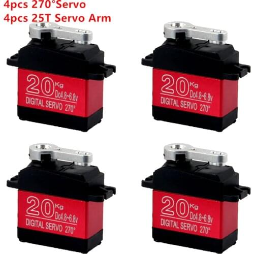 Waterproof 4PCS DS3218 update RC servo 20KG 180 270 degrees full metal gear digital robot servo for cars RC toys