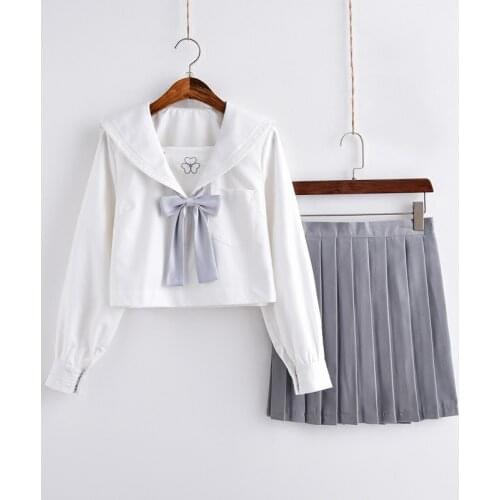 Japanese Lucky Grass Sailor Suit for Female College Class Suit Soft Girls Suit JK Uniform Skirt Students Long Sleeve Suit NN-S8B