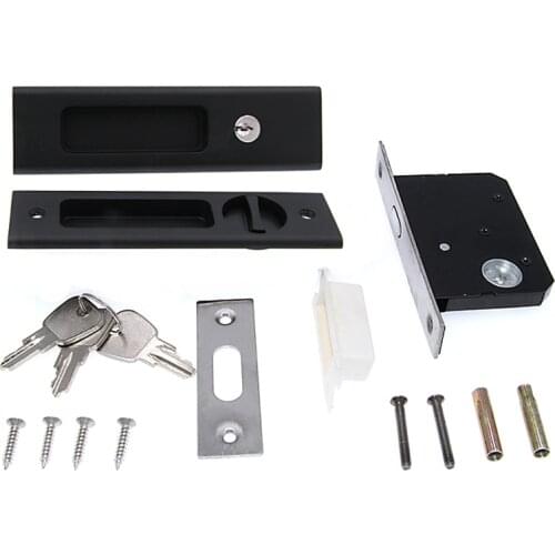 LWZH 6.3"Sliding Door Lock Invisible Recessed Handle Latch with 3 Keys Interior Wood Door Mortise Lock Patio Door Lock Hardware