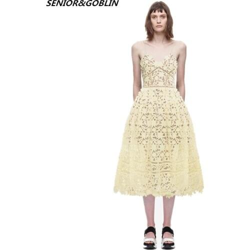 2019 New arrive 9 Colors Spring and Summer Runway Sexy V-neck flower Lace Lace embroidery sexy Long Dress