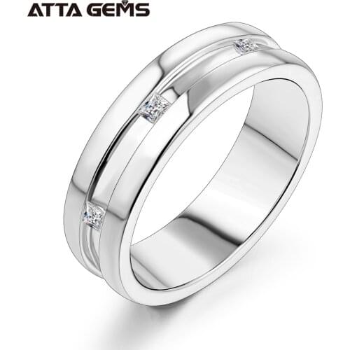 Princess Square Cut D Color VVS1 Moissanite 18K White Gold Engagement Wedding Band Moissanite Lab Grown Diamond Ring for Women