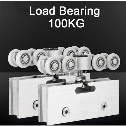1PCS Stainless Steel Sliding Door Pulley Load Bearing 100KG Glass Door Hanging Wheels Door Roller Hanging Track Pulley GF568