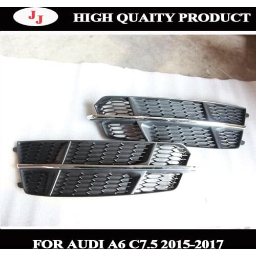 2PCs ABS Honeycomb Front Bumper Lower Fog Light Cover Fit For AUDI S6 A6 S-LINE C7.5 2015 2016 2017 Racing Grills