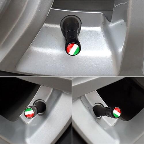 4pcs Anti Theft Car Wheel Tire Valve Cap Italy flag Alloy Tubeless Tyre Stem Valves Air Dust Cap For Opel Fiat 500 500x Panda