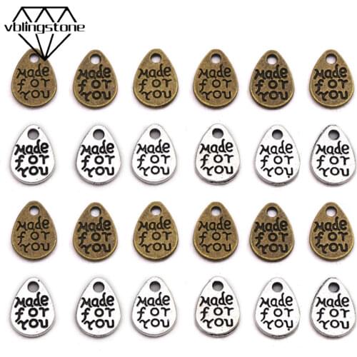 50Pcs Bronze Sliver Metal Labels Made For You Tags Drop Handmade Labels Jewelry Pendant Charms DIY Bracelet Necklace Accessories