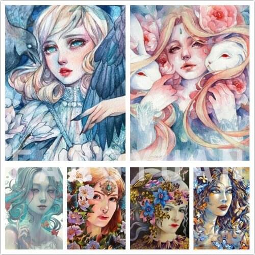 5D Diy Full Square Round Diamond Painting Girls Diamond Embroidery Portrait Flower Handicrafts Mosaic Wall Art Decoration Poster