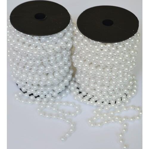 8mm 20m Cotton Line Artificial Pearl Beads Chain Festival Hanging Ornaments Wedding Party Decorations Room Door Curtain Screen