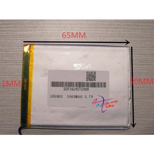 Large capacity 3.7 V rechargeable batteries GPS navigator MP4 battery cell 105065 battery