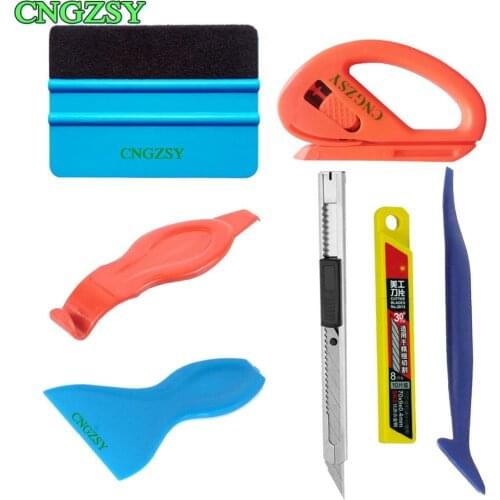 CNGZSY Car Wrapping Installation Tools Utility Knife Film Cutter Long Handle Scraper Soft Squeegee Glass Sticker Clean Tool K80A