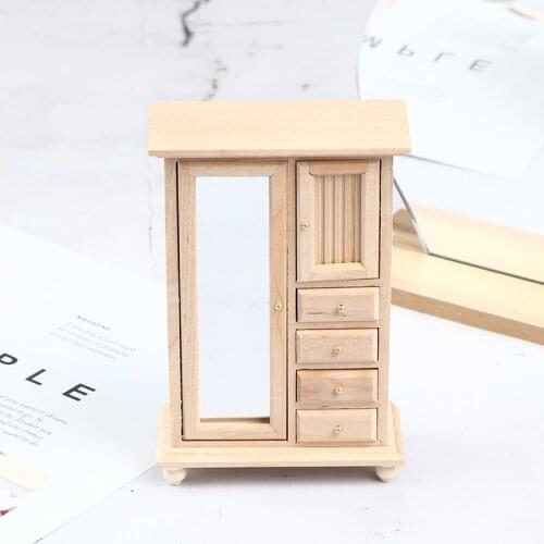 1:12 Wooden Wardrobe Model Furniture Toys Accessories Dolls House Miniature