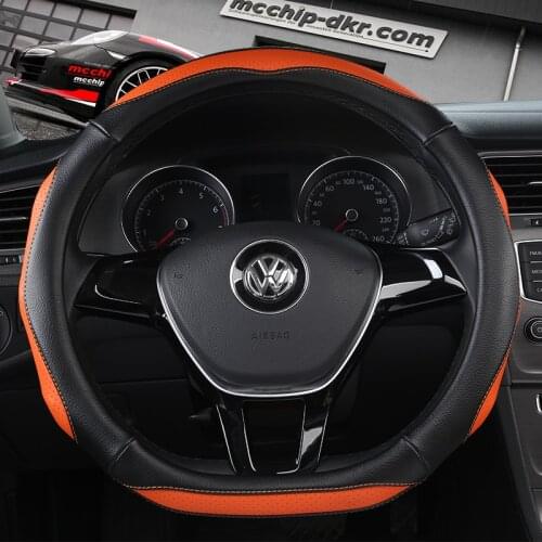 DERMAY D Shape Leather Car Steering Wheel Cover for Volkswagen VW Golf 7 MK7 Auto Interior Accessories