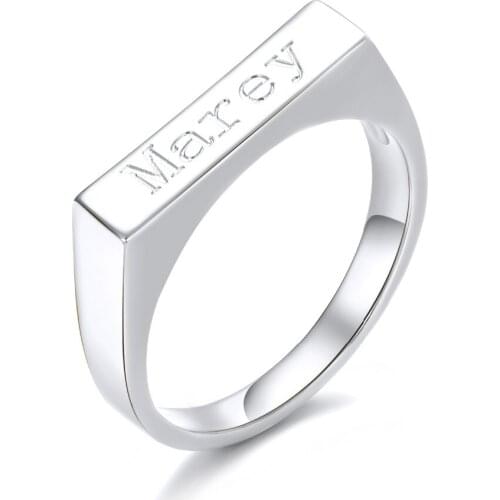 DUOYING 2021Custom Name Engraved Ring Personlized Initial Letters Minimalist Textured Womens Custom Jewelry Bar Rings For Gift